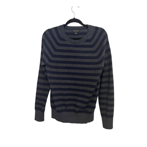 Banana Republic Small Striped Navy & Gray Sweater Cotton Cashmere Blend - Picture 8 of 16